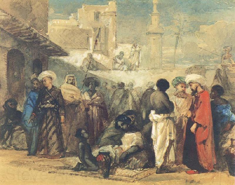 William James Muller The Cairo Slave Market Norge oil painting art